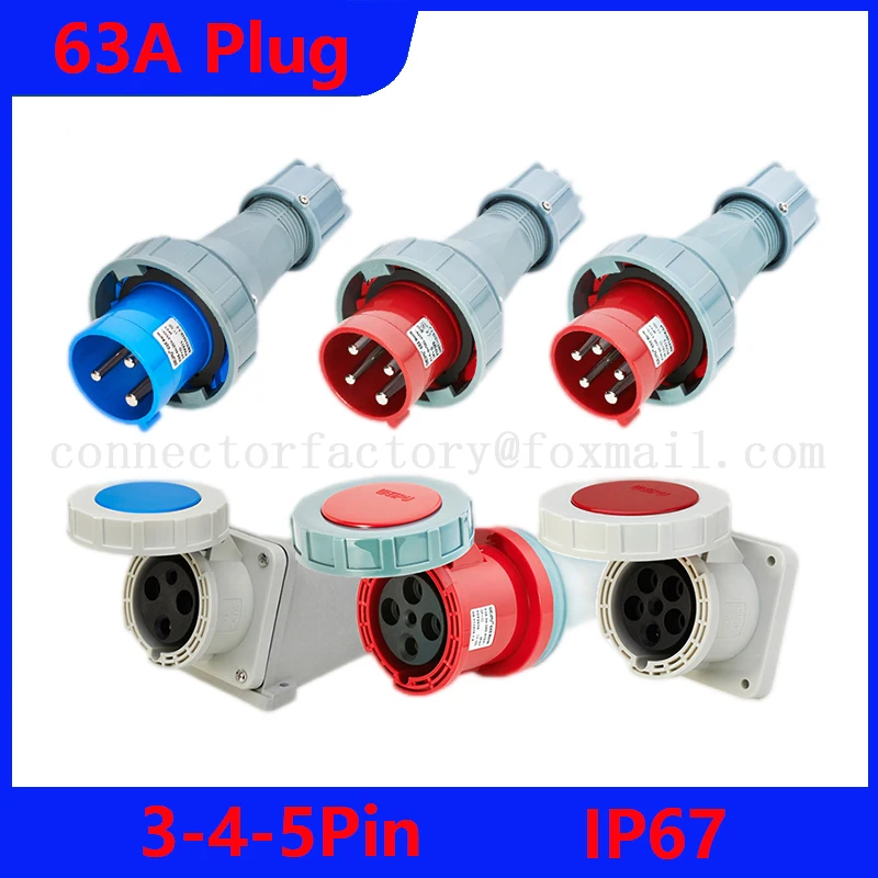 63A التوصيل والمقبس الصناعي 3-4-5 الأساسية موصل مقاوم للمياه أخفى ومحول مثبت على السطح #1