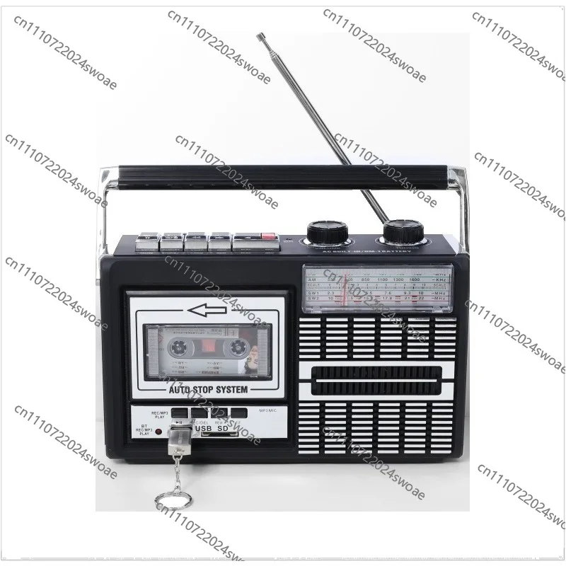 Tragbarer Antiker Kassettenrekorder mit Radio, Vollband, Bluetooth und USB-Stick