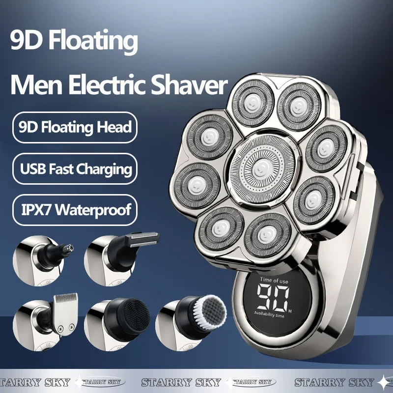 

All in One LED Hair Trimmer Men USB Multiple Size Shaver Waterproof IPX7 9D Bald Haircut Machine 0mm Birthday Gift for Boyfriend