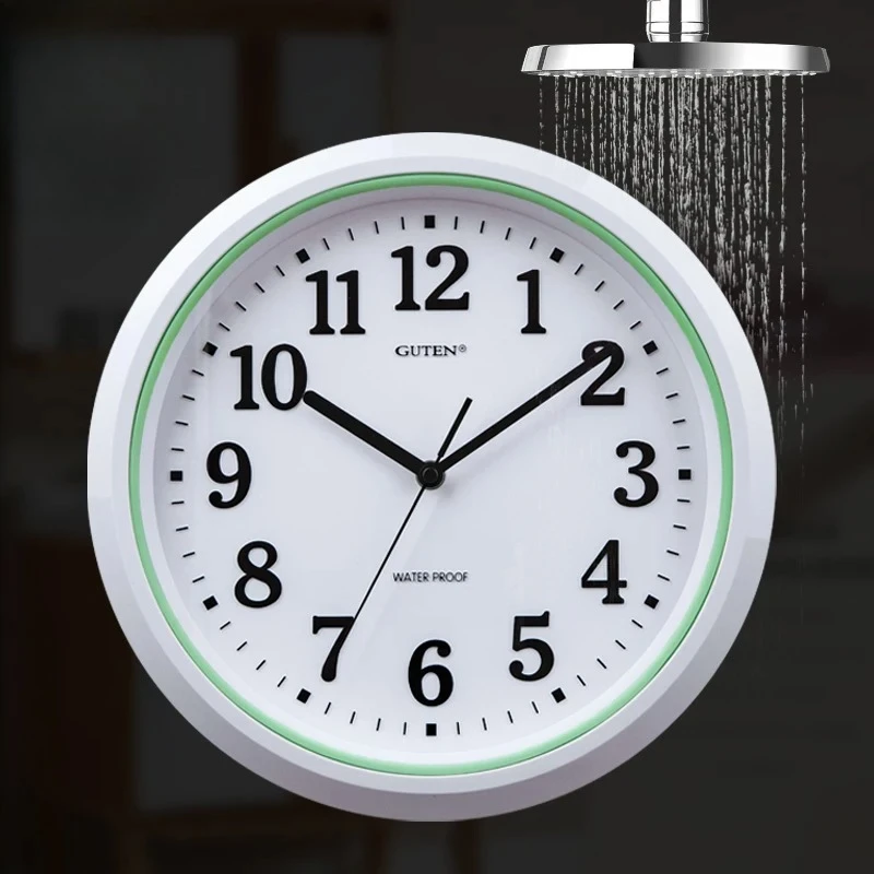 Waterproof Wall Clock, Silent Quartz Bathroom Kitchen Timer, Oversized Pool Decor, Shockproof Living Room Clock