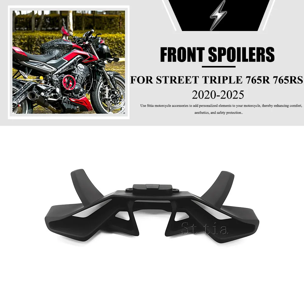 Motorcycle Fairing Frontal Spoilers For Street Triple 765 R 765 RS 765RS 765R 2020-2025 Front Lip Fixed Wing Cowl Spoiler Cover