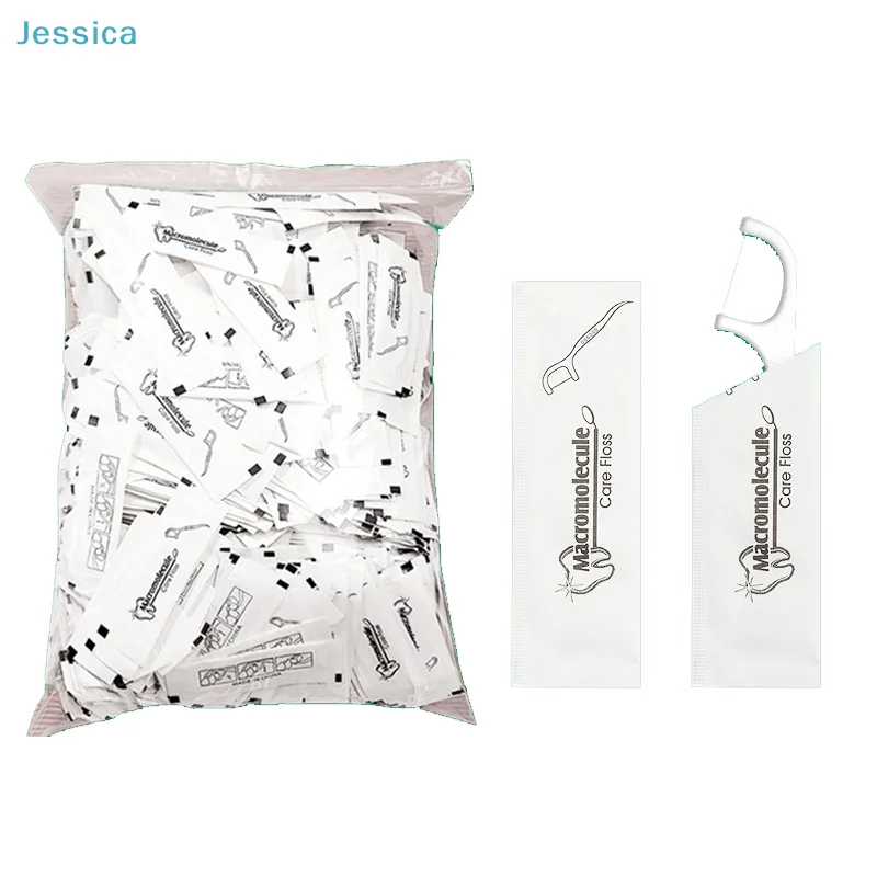 

♥Bulk Pack Dental Floss Picks - 100 Pcs Individually Wrapped Macromolecule Floss Sticks for Oral Care