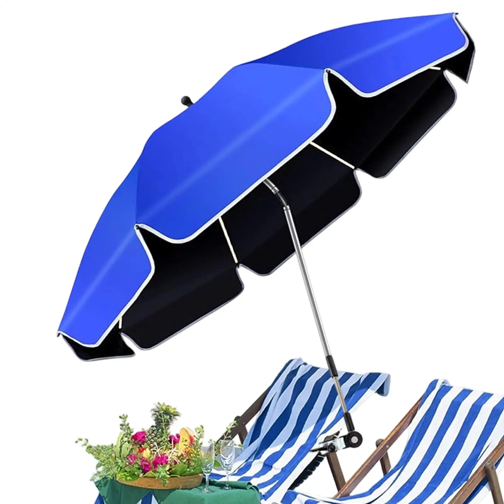 Waterproof Beach Chair Umbrella With Clamp 360 Rotation Fishing Umbrella 23-inch UV-protected Clip Camping Parasol Sun Umbrella