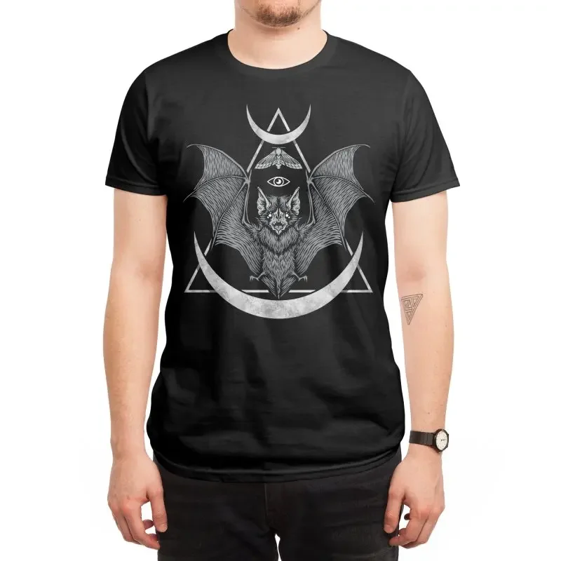Novel Occult Bat Witchcraft Symbols Mens T Shirt. High Quality Cotton, Loose, Large Sizes, Breathable Top, Casual T-shirt S-3XL