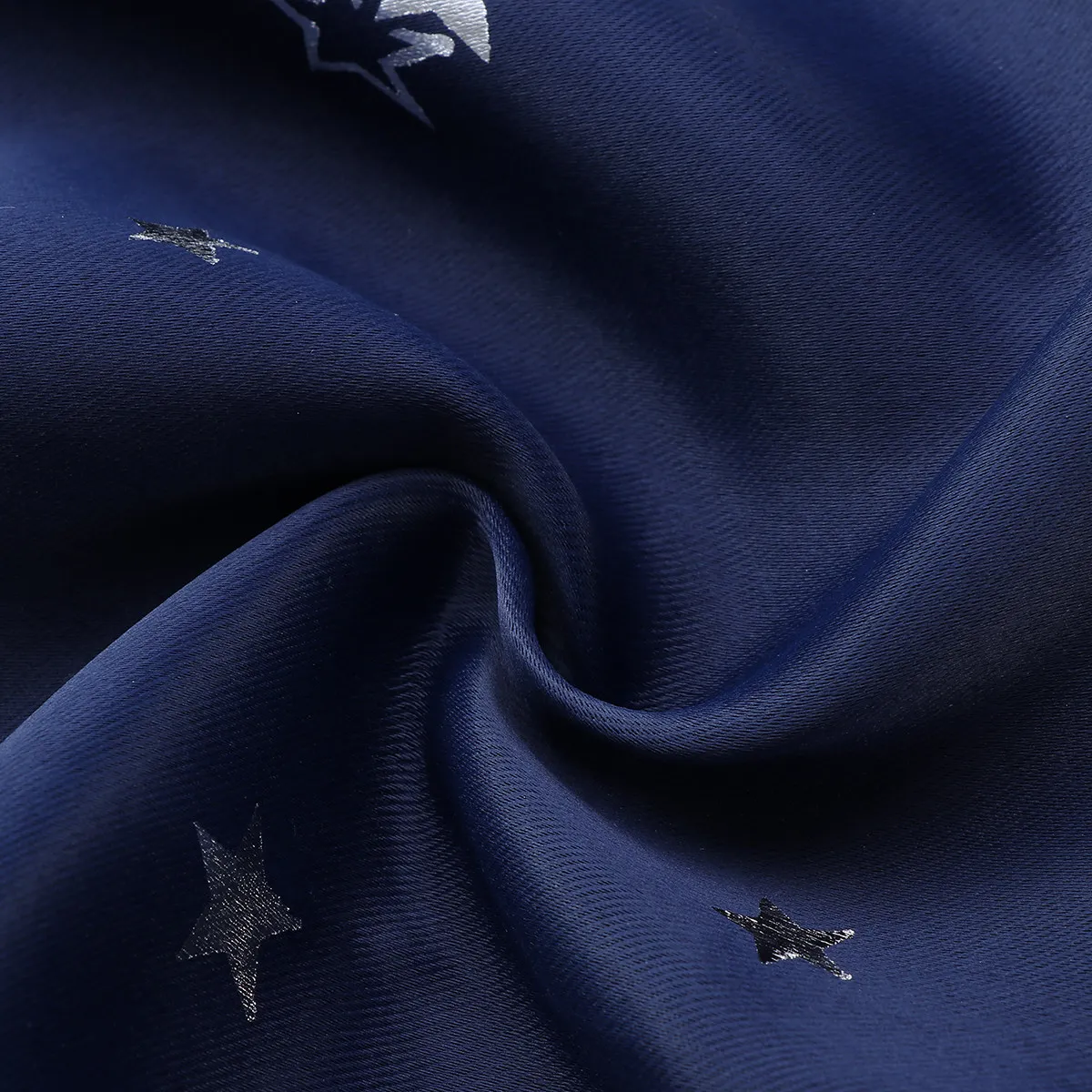 Embroidery Star Printed Window Curtain Navy Blue 100x130cm Premium Darkening Drapes Bedroom Living Room Window Screen Privacy