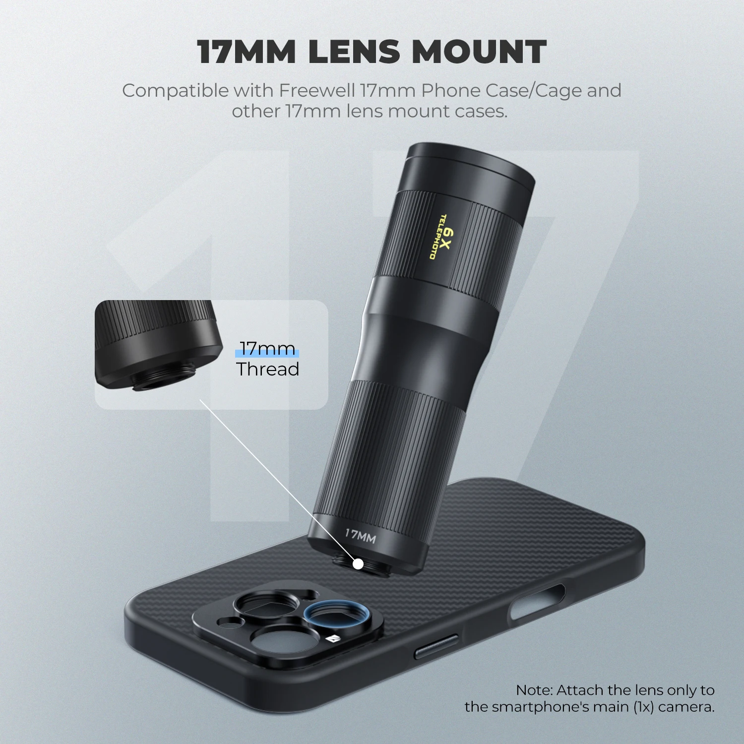 مجموعة عدسات Freewell Pro Filmmaker مكونة من 6 قطع متوافقة مع حافظة هاتف مثبتة على الخيط مقاس 17 مم وملحقات عدسات التصوير الفوتوغرافي للهواتف الذكية