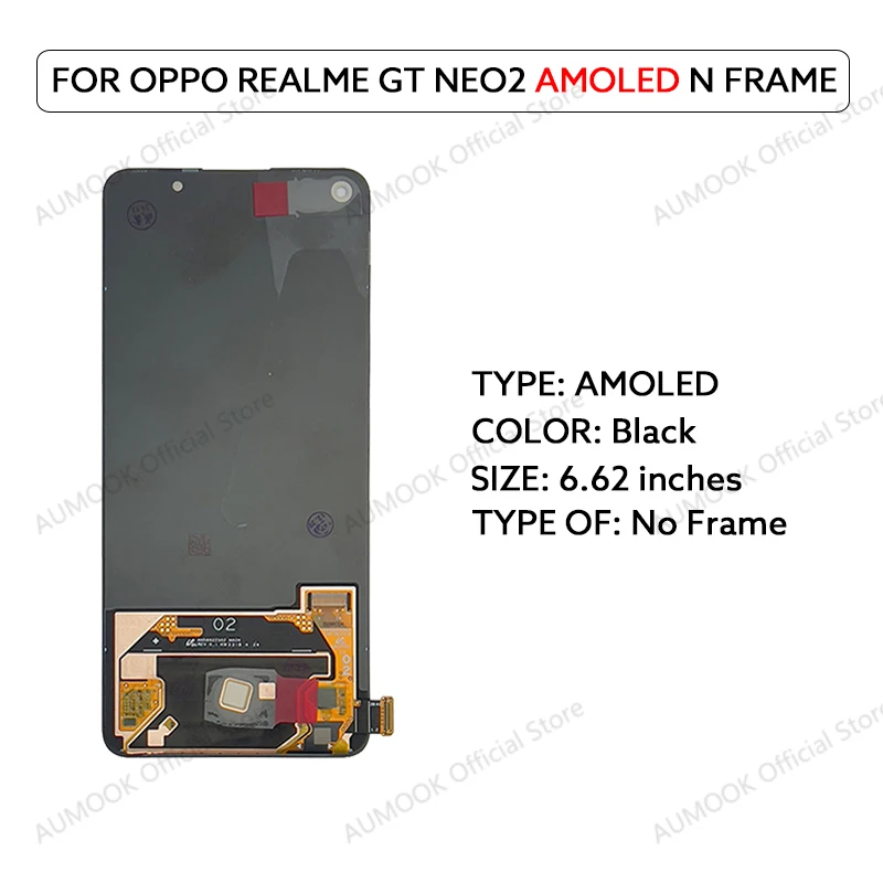 6.62 "AMOLED LCD Voor OPPO Realme GT Neo 2 NEO 2 RMX3370 Lcd Touch Screen Digitizer Vergadering LCD scherm Vervangende Onderdelen