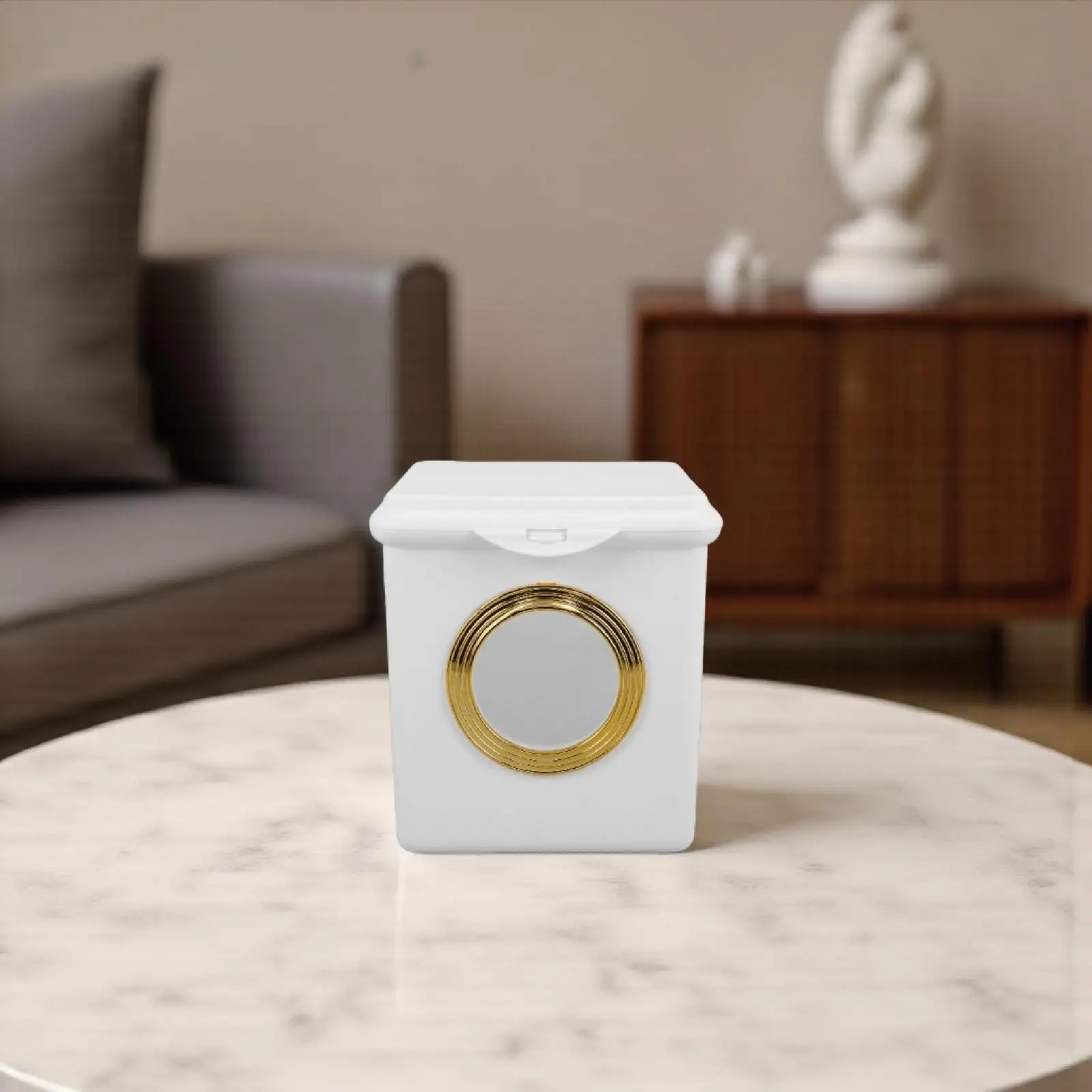 

Stylish Desktop Trash Can with Lid Office Mini Garbage Bin Compact for Bedroom Table Modern Small Waste Basket Lightweight