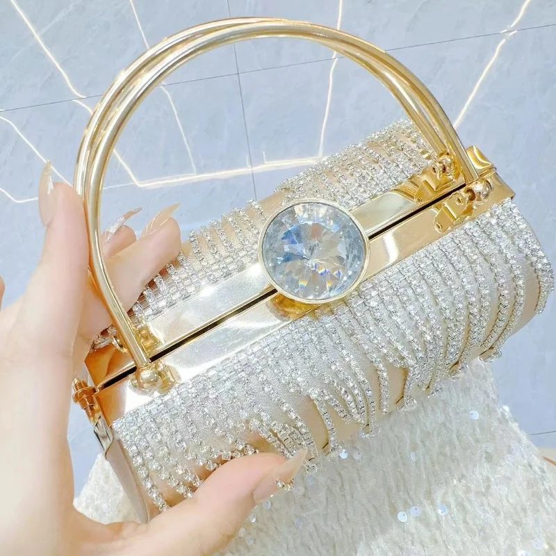 Novo high-end diamante cravejado de ombro único crossbody jantar saco borla bolsa de ombro único bolsa feminina festa cheongsam saco