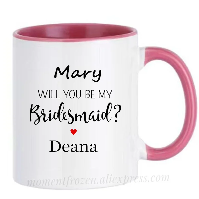 Personalized Name Bridesmaid Mugs Fiancee Cup Bride Bridegroom Proposal Wedding Engagement Gifts Tea Coffee Drinkware Coffeeware