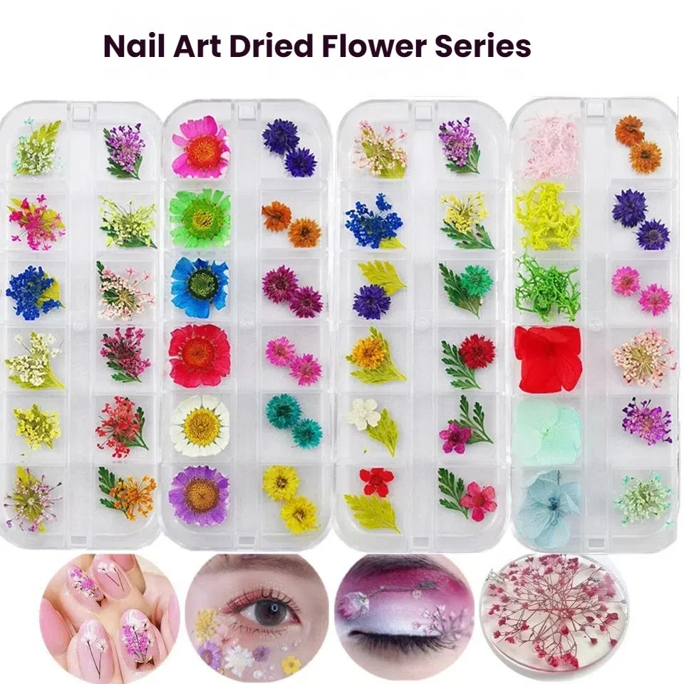 Real Dried Flowers Natural 3D Applique for Nail Art Decoration Set for Makeup Eye Decoration Photoshoot Embellishment nail charm
