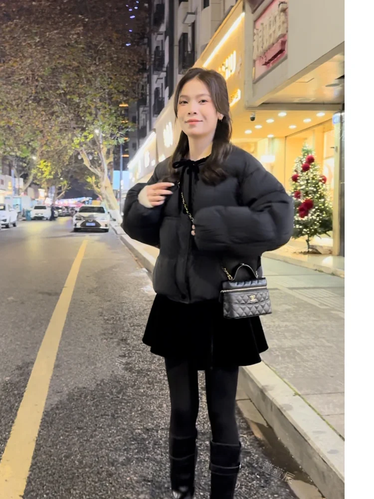 

Женское модное теплое зимнее пальто Xuanxuanchen White Mousse Down Jaet, французский стиль, удлиненное, на молнии