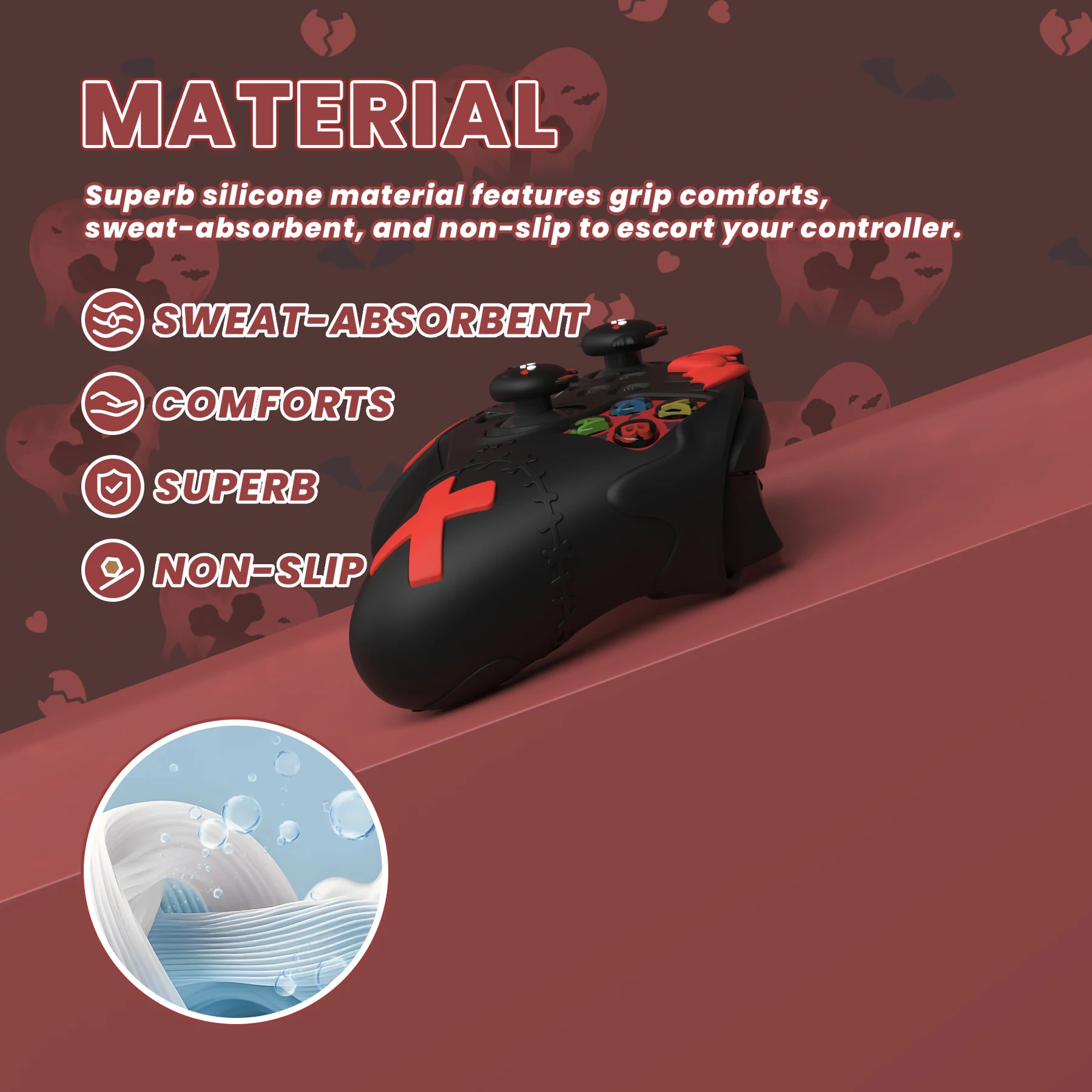 غطاء حماية من السيليكون اللطيف من PlayVital لوحدة تحكم Xbox Series X & S (وحدة تحكم Xbox Core اللاسلكية) - سلسلة Gothic Imp