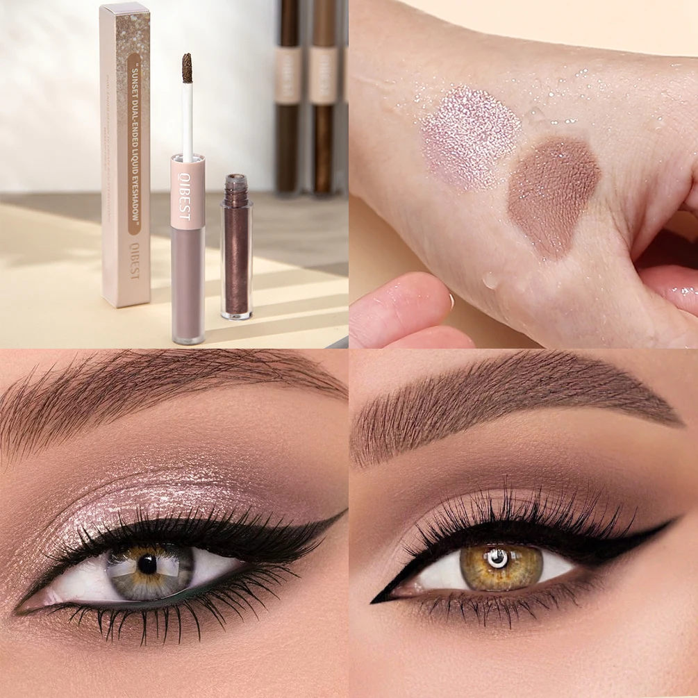 Sombra de ojos líquida con lentejuelas, brillo, diamante, palo de sombra de ojos brillante, doble cabeza, mate, contorno de ojos, herramientas de