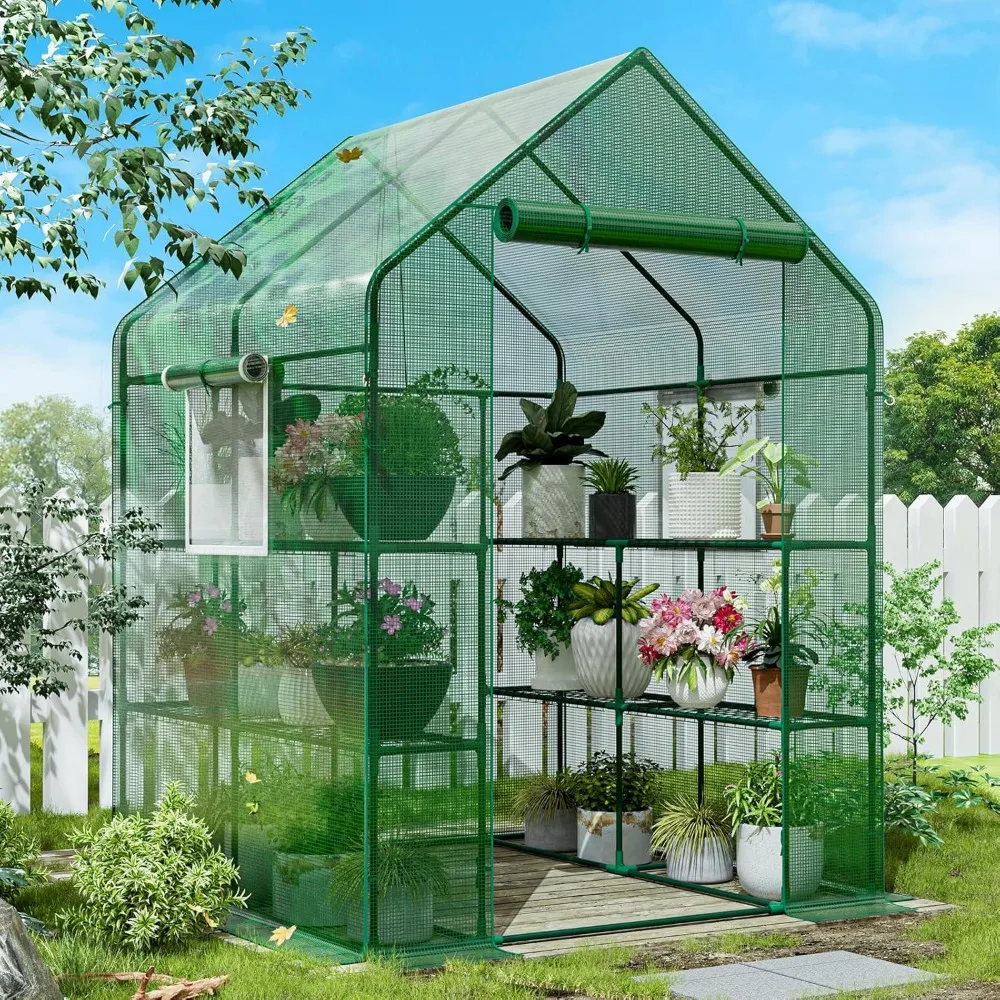 

56×56×78Inch Walk-in Greenhouse, Heavy Duty Small Plant House with Thicken PE Cover and Steel Frame, for Garden, Outdoors, Indoo