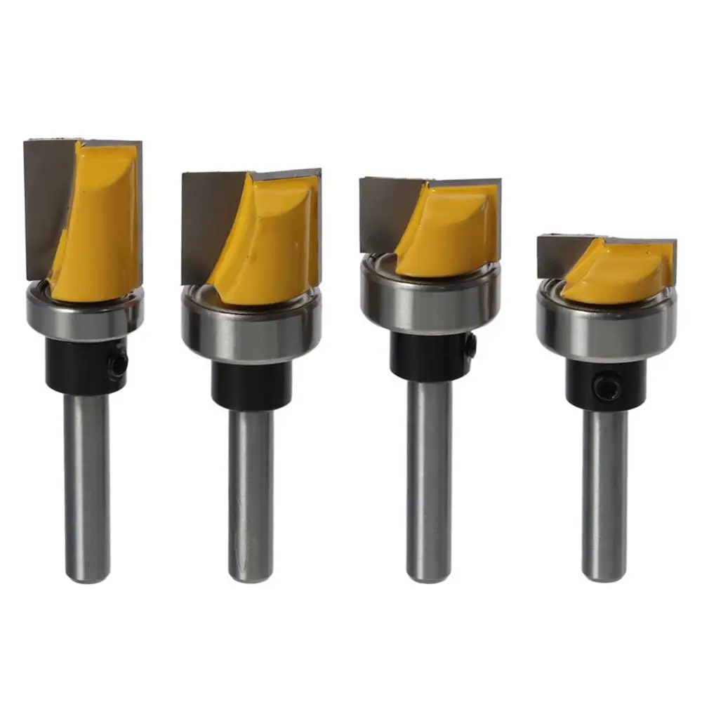 4 Stuks Carbide Bodem Reiniging Router Bit Wolfraam Gelegeerd Koolstofstalen Deur Scharnier Router Bit Set Zwart Zilver Pen Groef Snijder