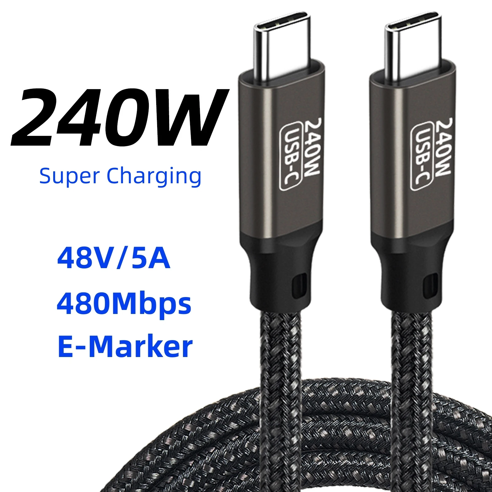 3M USB-C Cable 48V 5A PD240W Fast Charging USB C 2.0 Data Transfer Cable For MacBook Pro Xiaomi Samsung Huawei Nintendo Wire