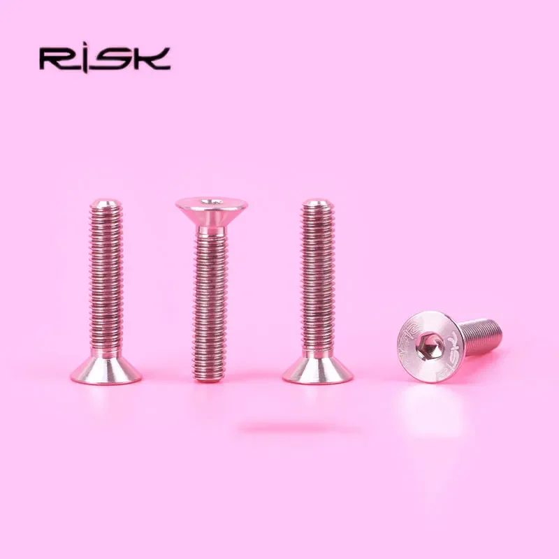 RISK 1PCS M6*30mm Titanium Bicycle Stigma Bolts MTB Bike Flat-head Bolts Mountain Bicycle Cycling Headset Stem Cap Screws