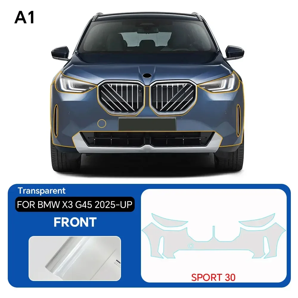 

Для BMW X3 M50M Sport 30 G45 2025-UP: Защитная пленка из ТПУ для бампера, устойчивая к царапинам, самовосстанавливающаяся, невидимая, предварительно вырезанная (PPF) ﻿ Набор