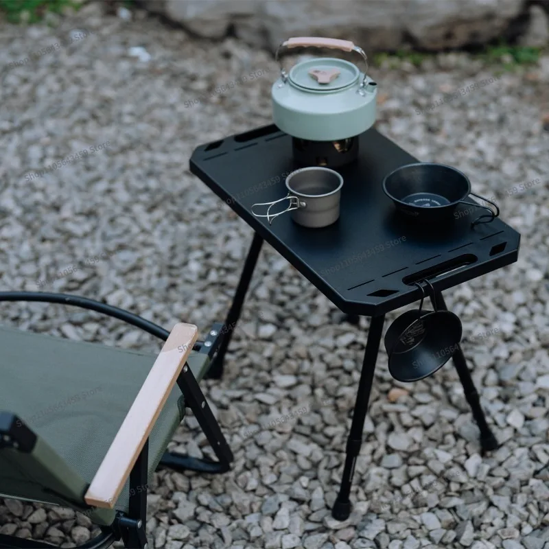 Outdoor aluminum alloy portable, multi-functional camping lightweight liftable, folding table
