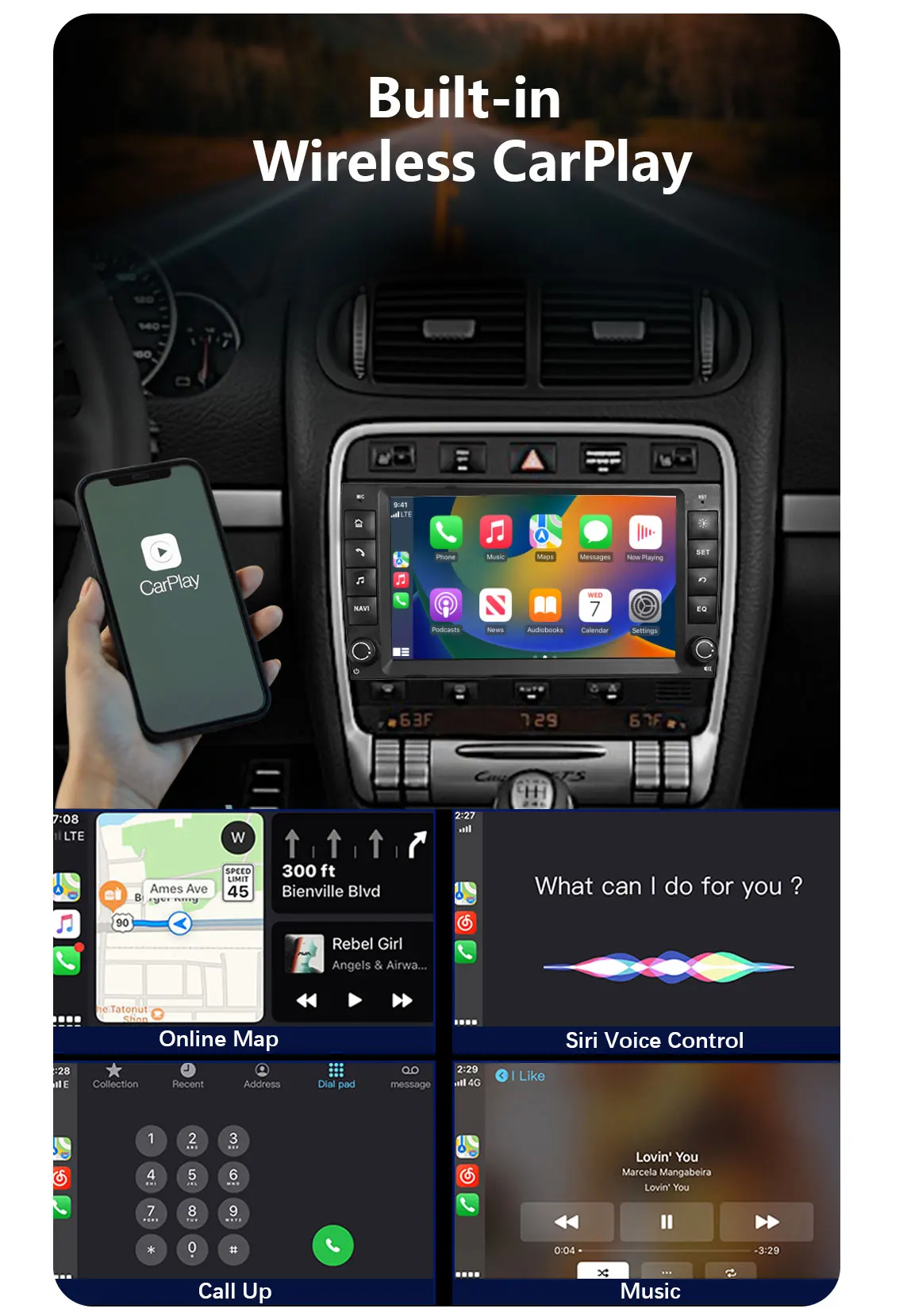 CHSTEK Car Radio For Porsche Cayenne 955 9PA 957 2002-2010 Wireless Carplay Bluetooth Android Auto Stereo Media Screen WIFI 4G