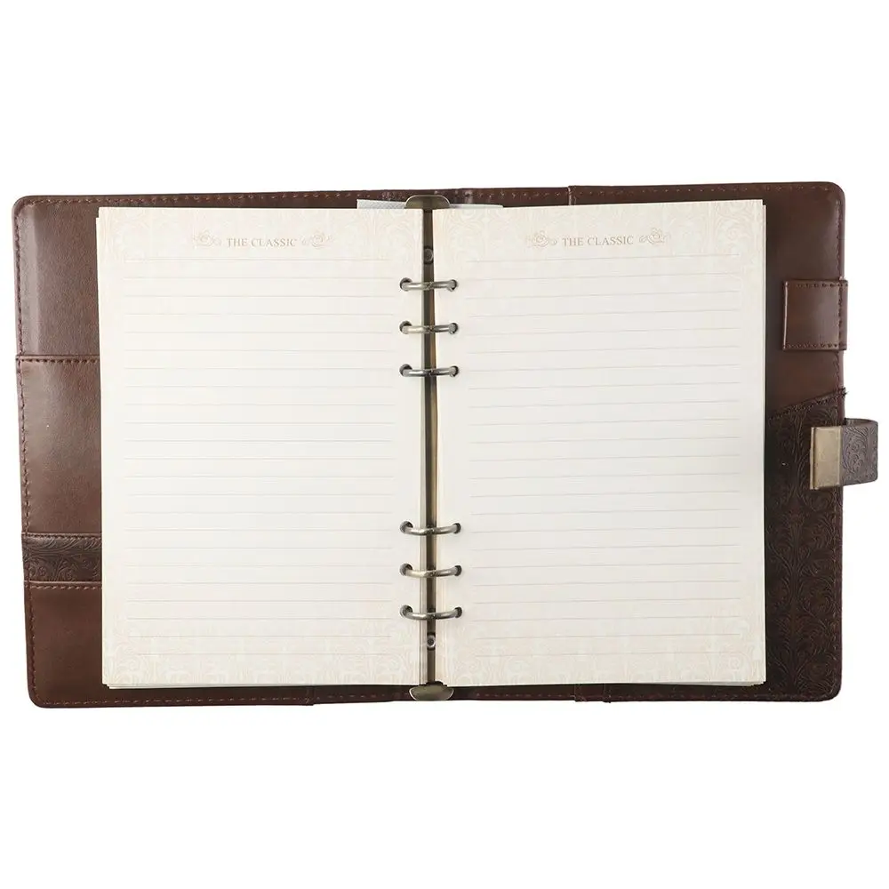 Journal with Lock, Brown Large Refillable Lock Diary 6 Ring Binder Notebook with Lock for Women,200 Pages