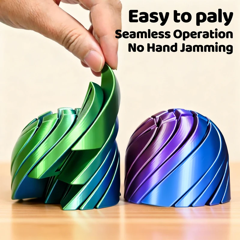 3D Printed Twist Sphere Fidget Ball Gradient Liquid Flow Rotating Gear Fidget Toy Stress Anxiety Relief Sensory Toy for Adults image 3