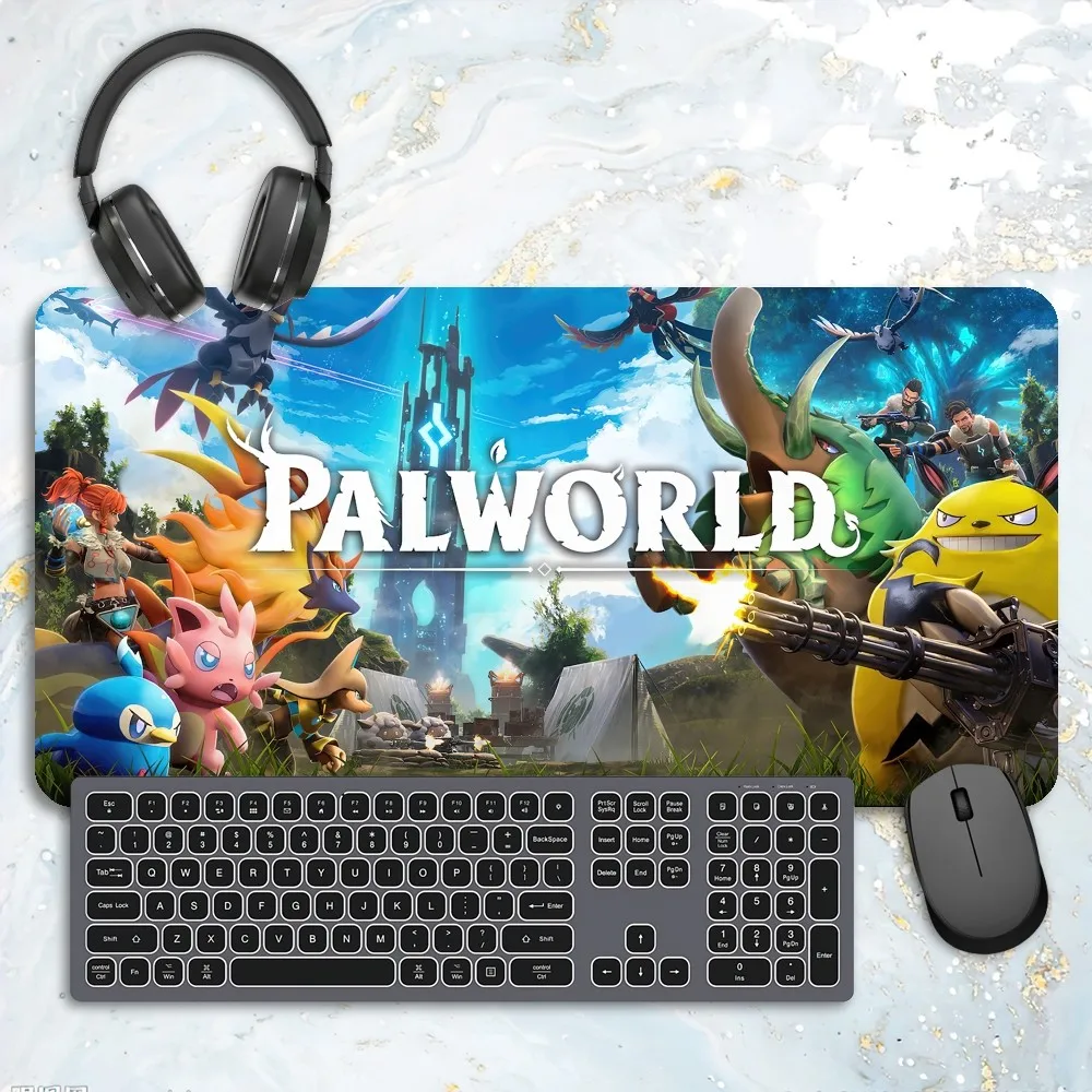 لوحة ماوس ممتدة من P-Palworld للكمبيوتر والكمبيوتر المحمول ، حصائر ماوس ممتدة ، لوحات مفاتيح مطاطية ، حصيرة طاولة