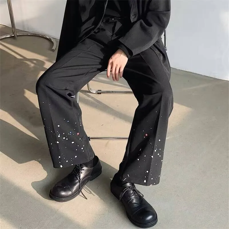 

Осенние прямые и новые костюмы, брюки, весенние мужские индивидуальные украшения пояса, темные корейские повседневные свободные большие брюки
