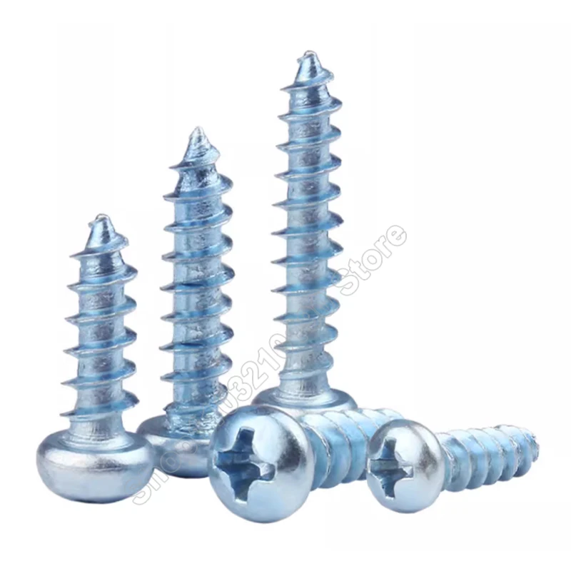 

10-100Pcs Small Hardened Galvanized Cross Phillips Pan Round Head Self tapping Screw M4 M5 M6 Zinc Plated Screw Length 10-50mm