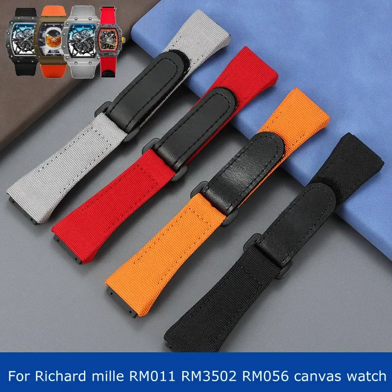 

High quality Men's Genuine Leather strap, suitable for Richard Mille nylon strap, men's RM50/53 4-star 5-starscrewdriver, 25mm