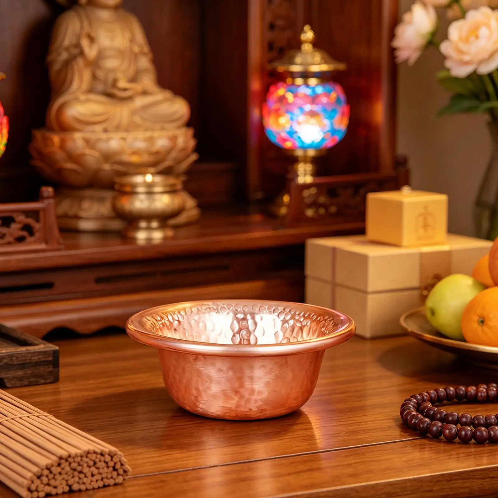 Hammered Dog Bowl Copper Cat Offering Water Containers Cat Feeder Dish For Animal Lovers Trainers Practitioners Altar Yoga
