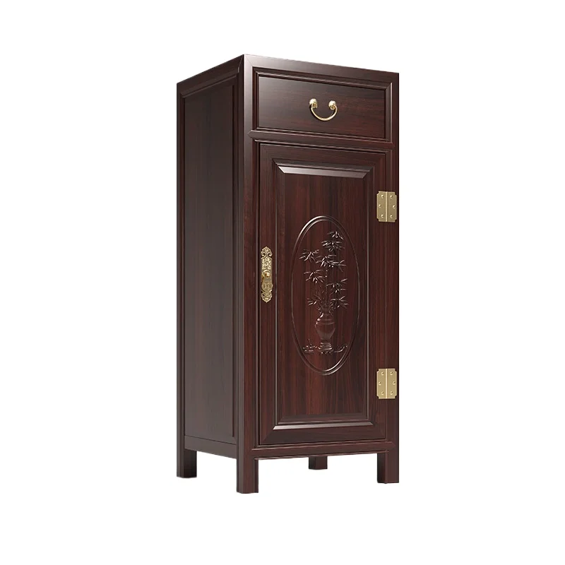 Household new Chinese solid wood invisible smart bedside table integrated cabinet anti-theft password fingerprint safe storage