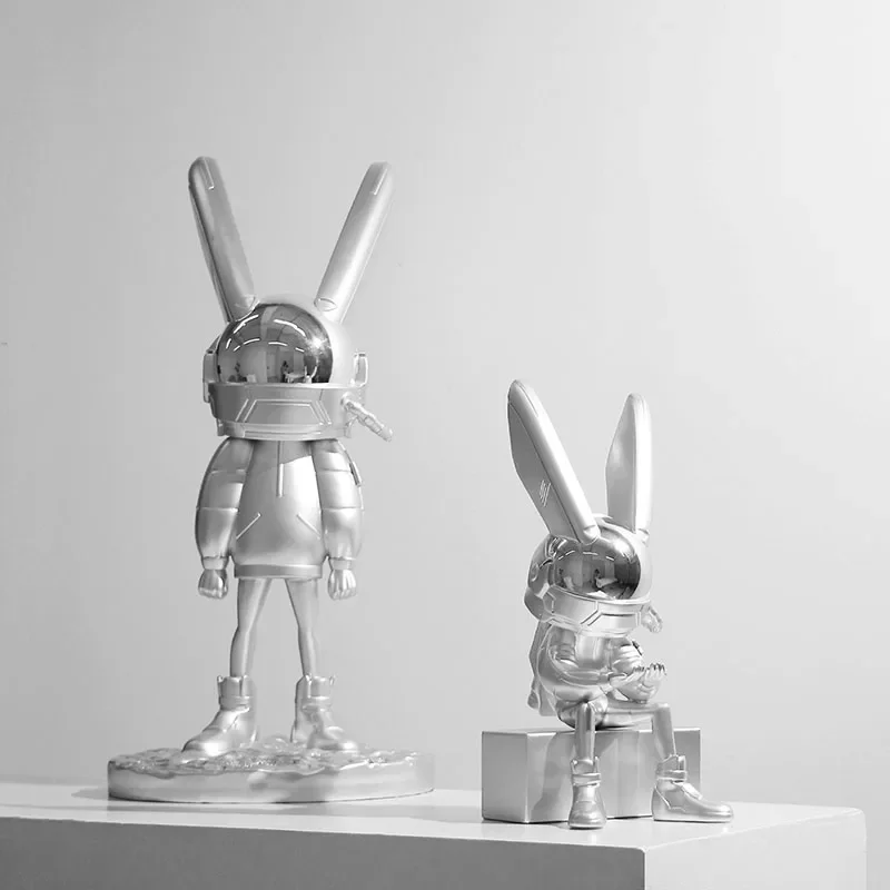 Modern Art Home Decor Astronaut Rabbit Statue Luxury Living Room Decoration Resin Crafts Sculpture Creative Home Accessorie Gift