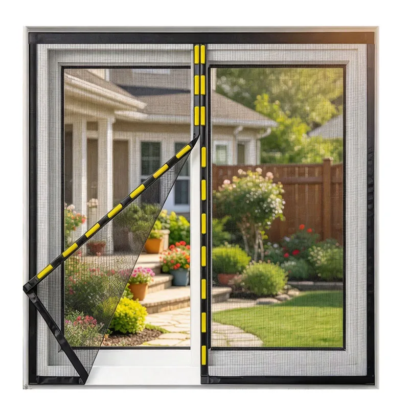 Black, Mosquito Net Magnetic Screen Air Curtain Invisible Customized Size, Magnetic Stripe Opens From The Middle, Motorhomes, Ca
