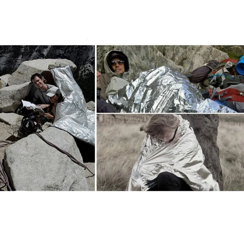 Sliver 160x210cm Rescue Emergent Blanket Survive Thermal First Aid Kit Treatment Warm Heat Dry Keep Foil Blanket Outdoor Tool