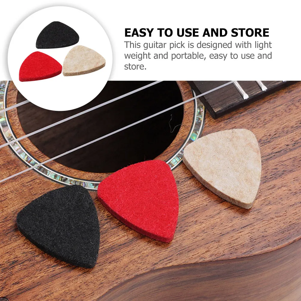 3Pcs Wool Felt Guitar Picks Professional Lightweight Guitar Accessories Unique Creative Patterns Portable Practice