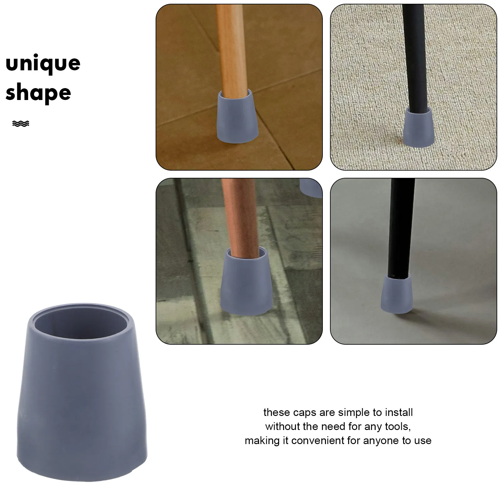 4 قطع من أغطية أرجل كرسي الحمام، أطراف مطاطية بديلة لقصب المشي، واقي سفلي مضاد للانزلاق، ثبات أثاث كبير