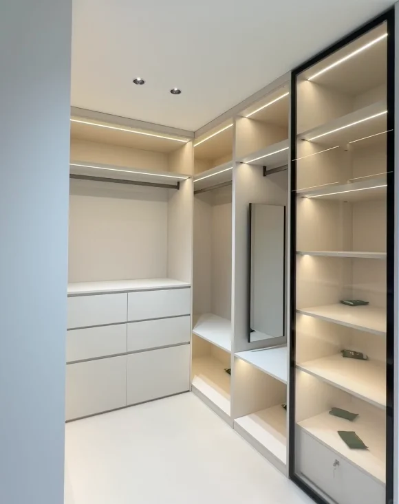 Top-notch White Modern Walk-in Solid Wood Wardrobe with Metal Handles Villa & School Use Customizable Factory Direct Supply