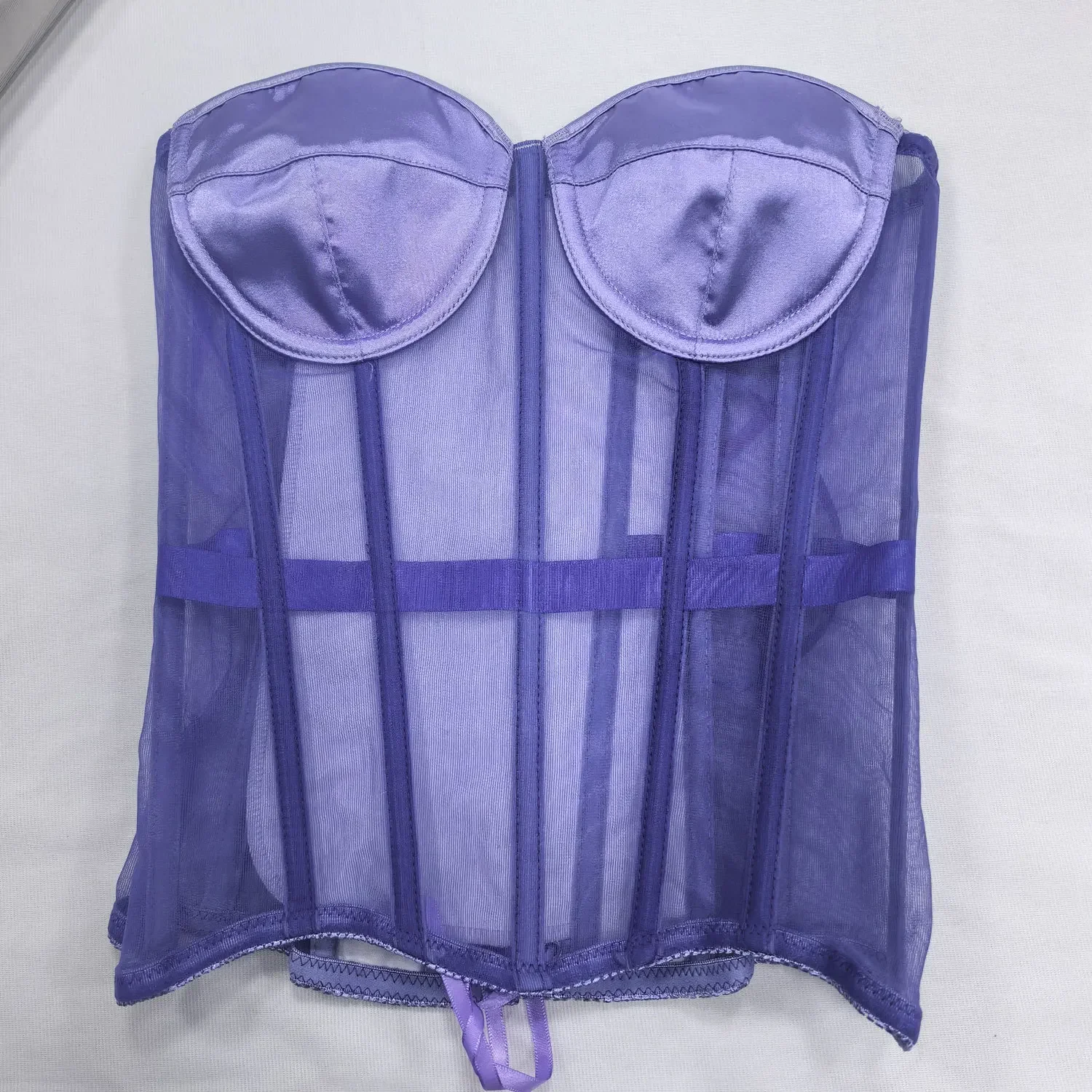 Corsets Strapless with Bra Breathable Mesh Lace Up Boned Bodices Waist Girdle Tummy Tight Bustier Women Tops