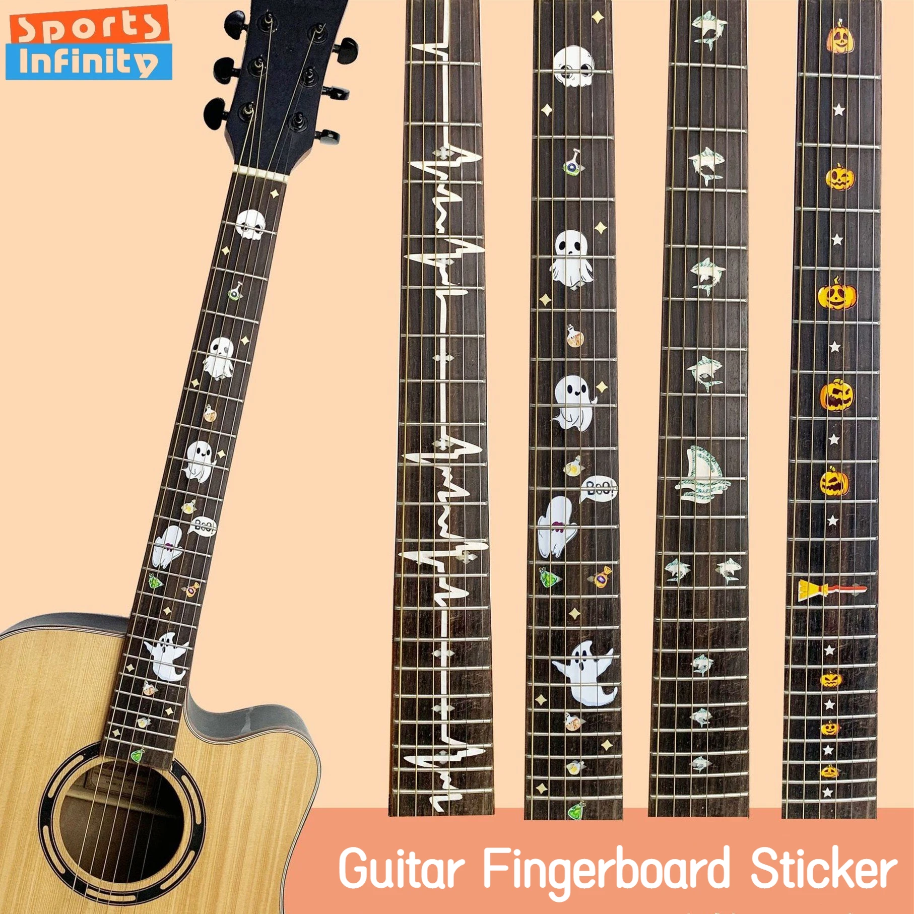 Wood Guitar 38 40 41 42 inch Fingerboard Decor Stickers Fretboard Decal Inlay for Headstock Electric Guitar Part Bass Accessory