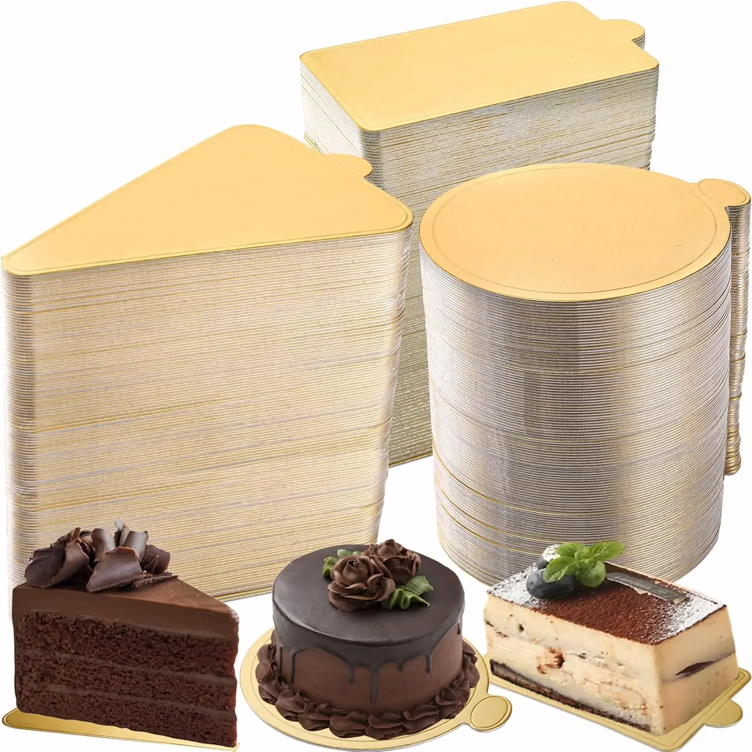 50 Uds. Base dorada para pastel, tablero desechable para postre y Mousse, tapete de papel para alimentos, bandeja de exhibición para magdalenas, herramienta para hornear