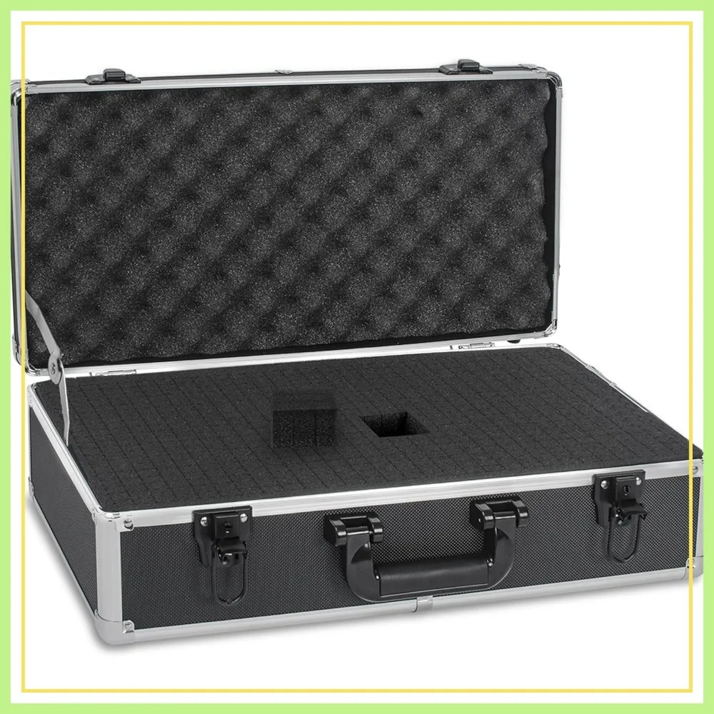 

20 Inch Hard Carrying Case for Wireless Mic & Camera Gear, Aluminum Alloy, Customizable Foam, Black