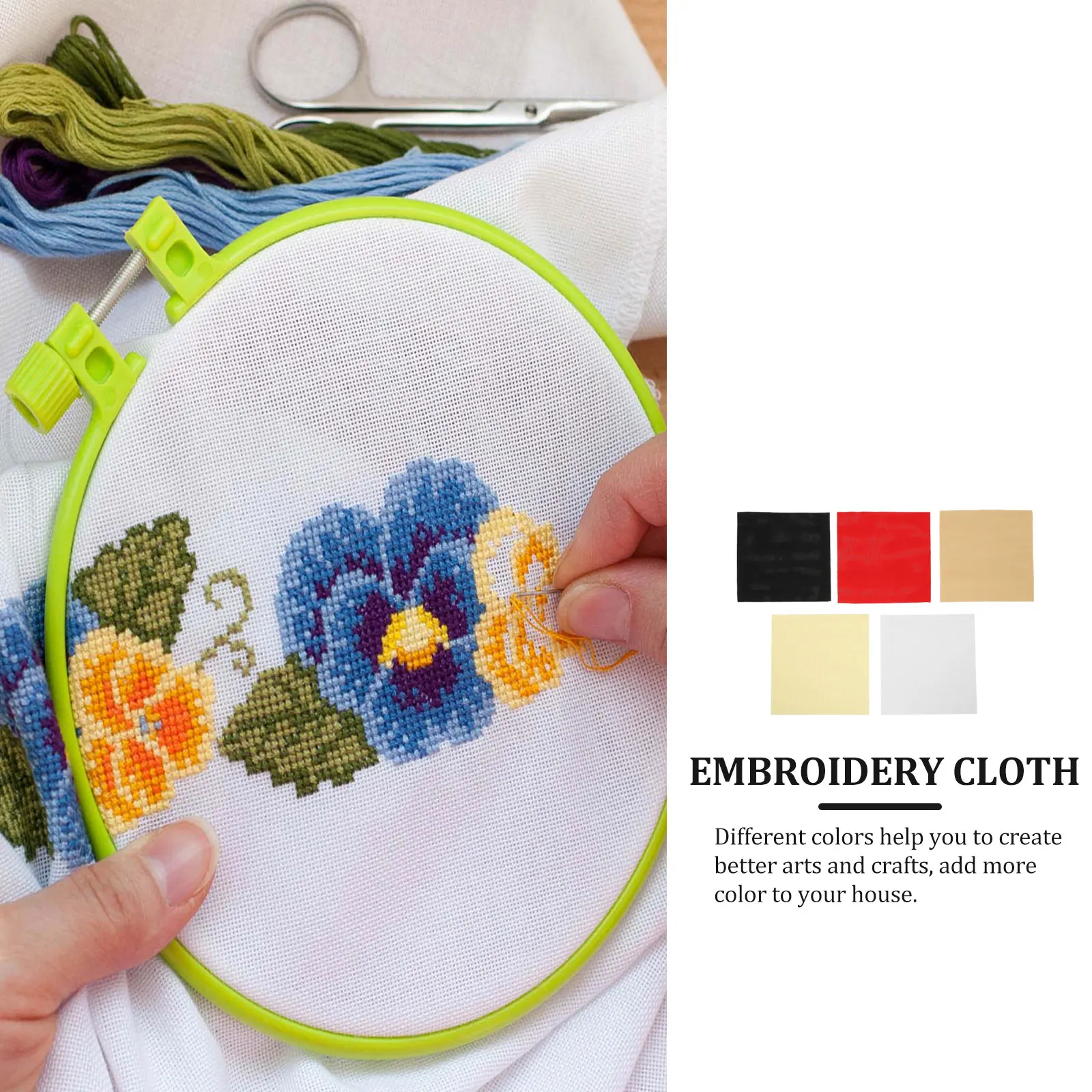 

5pcs Embroidery Cloth Cotton Fabric 11CT Grid Cross Stitch Supplies DIY Needlework Cloth Sewing Accessories