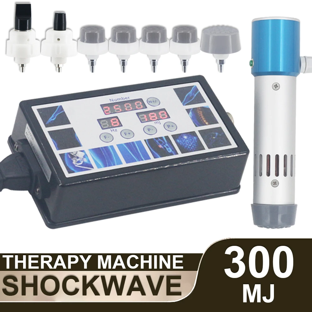 

300MJ Shockwave Therapy Machine With 7 Heads Body Massager ED Treatment Arthritis And Spinal Pain Relief Massage Physiotherapy