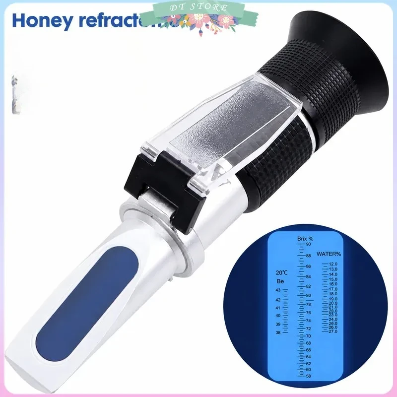 3 in 1 Handheld Refractometer Honey Brix 58-90% Water Content 12-27% Baume 38-43 ATC Beekeeping Tester Tool