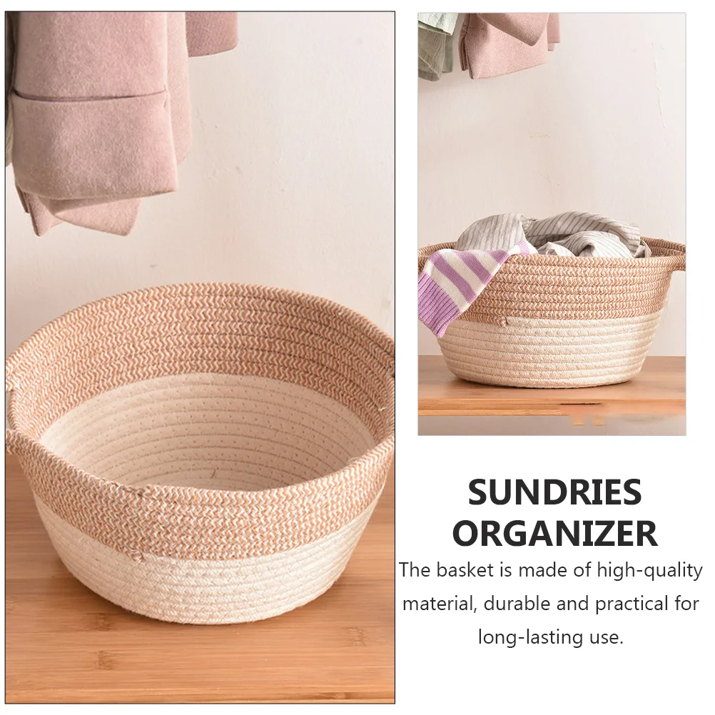 

1pc Cotton Rope Storage Baskets Heavy Duty Laundry Organizer Large Capacity Dual Handle Household Sundries Basket Delicate