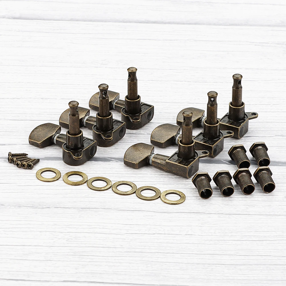 

6 Pcs Retro Bronze Guitar Tuners 3L3R Classical Machine Accurate Tuning Universal Fit for Acoustic Electric Guitars