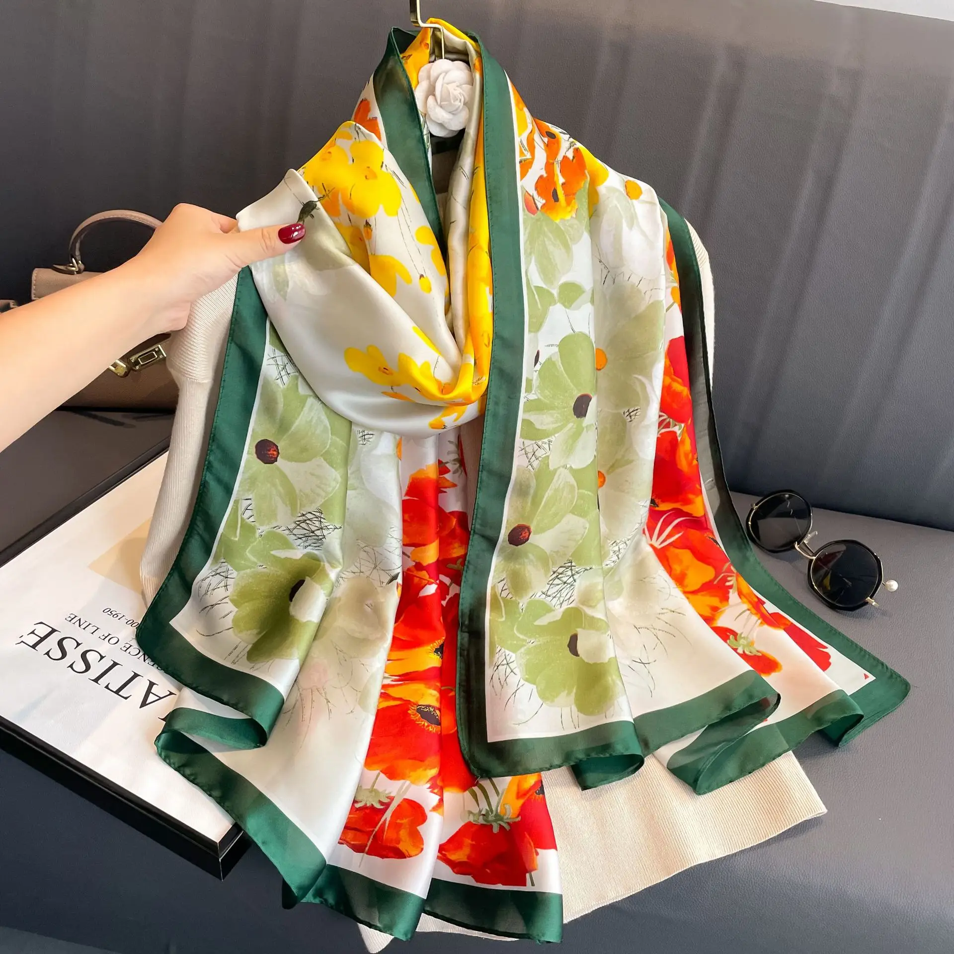 Flower Brocade Shawl Scarf Women's Decorative Beach Wrap Towel