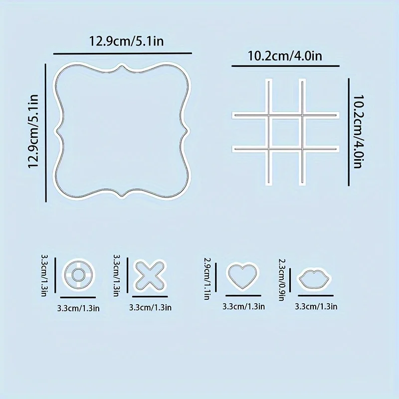 Valentine's Day Tic Tac Toe Mold Casting Mold Heartt Lip for DIY Crafts Cookie Cutter Kids Adult Table Game Family Board Games